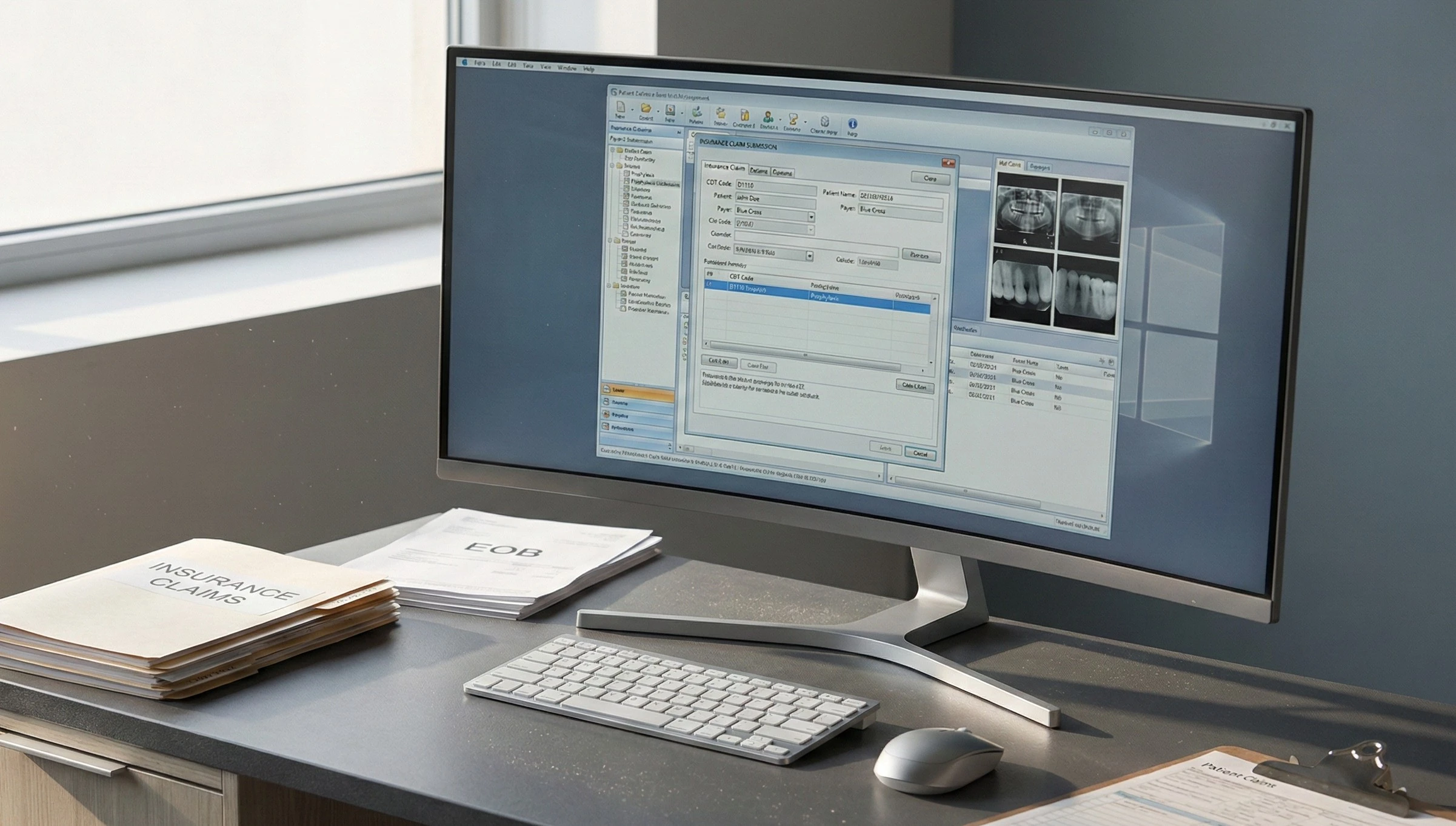 Dental team managing electronic claim submissions